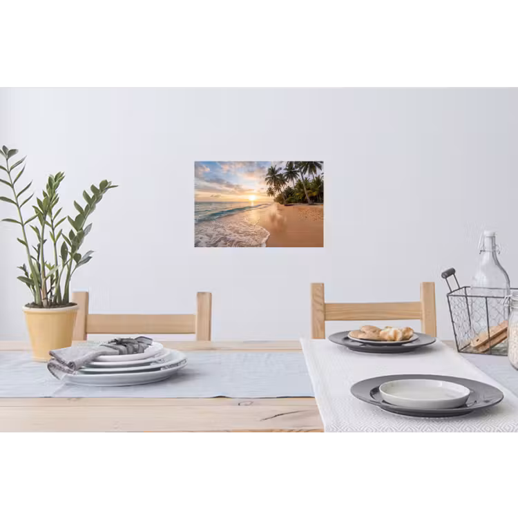 Strand - Zonsondergang - Tropisch - Natuur - Goud Muursticker klein -eettafel