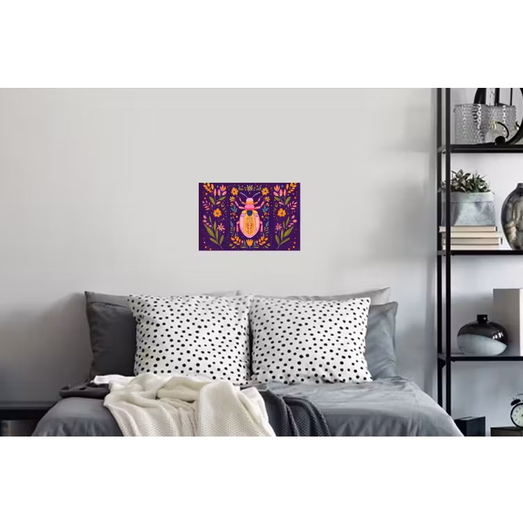 Kever - Felgekleurd - Bloemen - Bladeren Muursticker klein -slaapkamer