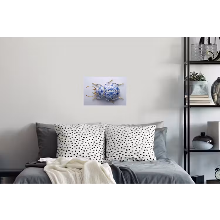 Kever - Delfts - Blauw - Goud Muursticker klein -slaapkamer