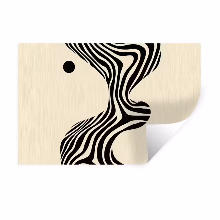 Beige - Lijnen - Golvend - Abstract Muursticker klein -3d
