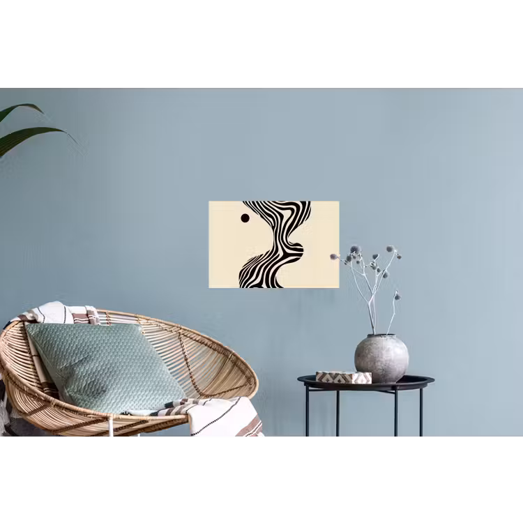Beige - Lijnen - Golvend - Abstract Muursticker klein -plant