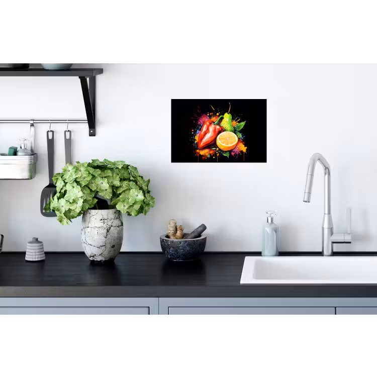 Paprika - Peer - Citroen - Graffiti - Verf - Abstract Muursticker klein -keuken