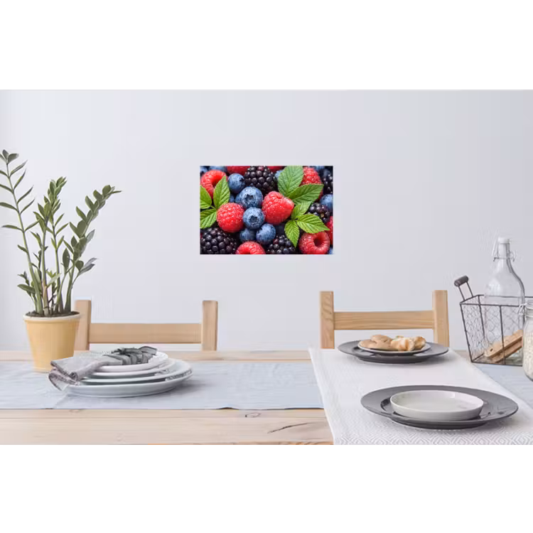 Bessen - Vers - Waterdruppels - Kleurrijk - Eten Muursticker klein -eettafel
