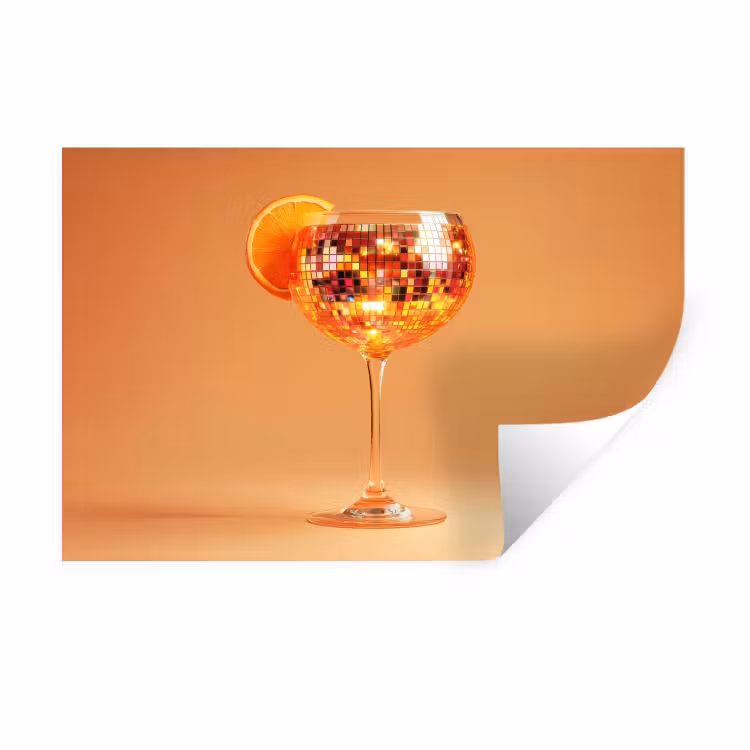 Drank - Oranje - Glitter - Disco Muursticker klein -3d