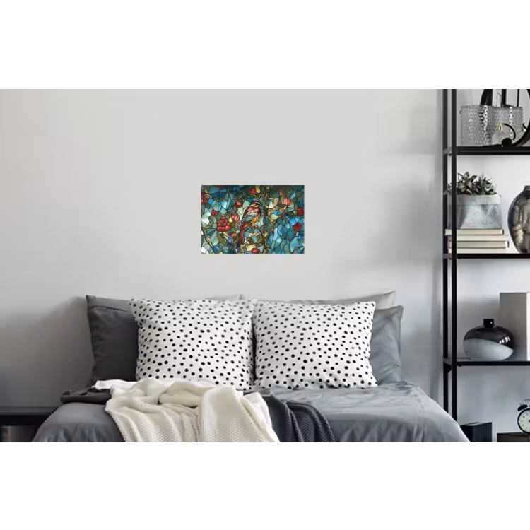 Vogel - Tak - Rozen - Mozaïek Muursticker klein -slaapkamer