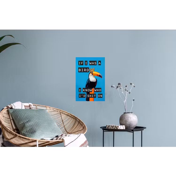 Vogel - Toekan - Blauw - Quotes Muursticker klein -plant
