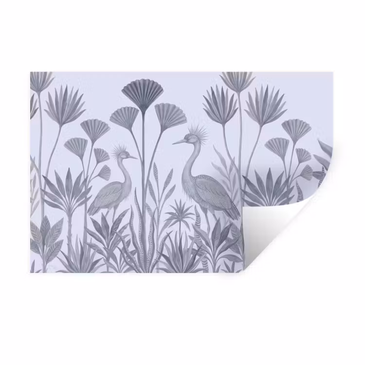 Vogel - Tropisch - Illustratie - Blauwgrijs - Natuur Muursticker klein -3d
