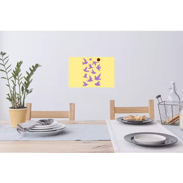 Vogels - Cirkel - Geel - Beweging Muursticker klein -eettafel