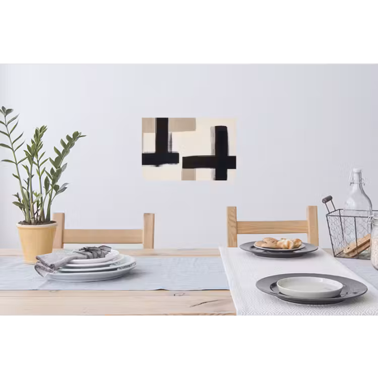 Zwart - Abstract - Japandi Muursticker klein -eettafel