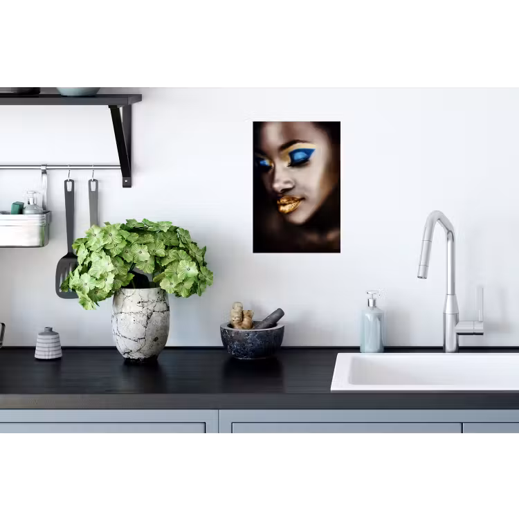 Black and Gold - Vrouw - Make up Muursticker klein -keuken