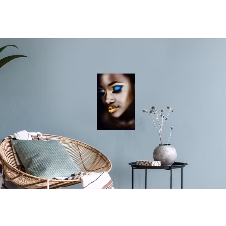 Black and Gold - Vrouw - Make up Muursticker klein -plant