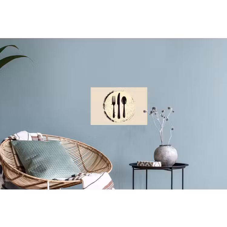 Zwart - Bestek - Rondje Muursticker klein -plant