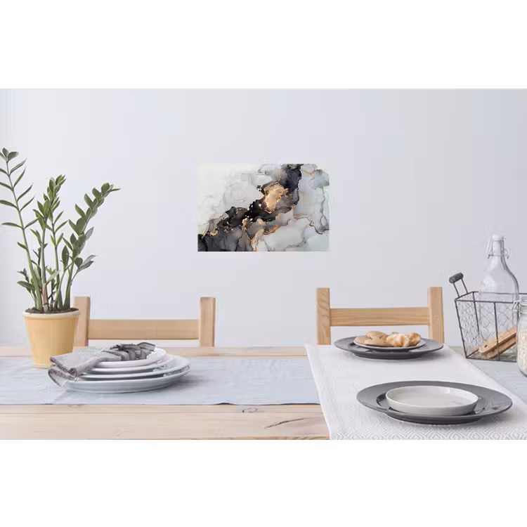 Zwart - Marmer - Luxe - Goud Muursticker klein -eettafel