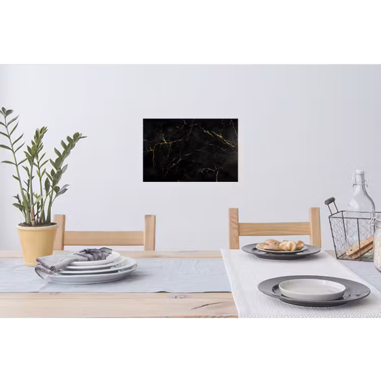 Zwart marmer - Gouden aders - Klassiek Muursticker klein -eettafel