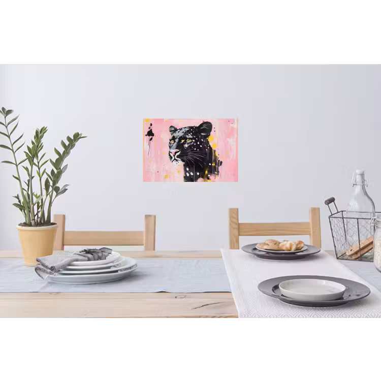 Zwart - Panter - Roze - Abstract Muursticker klein -eettafel