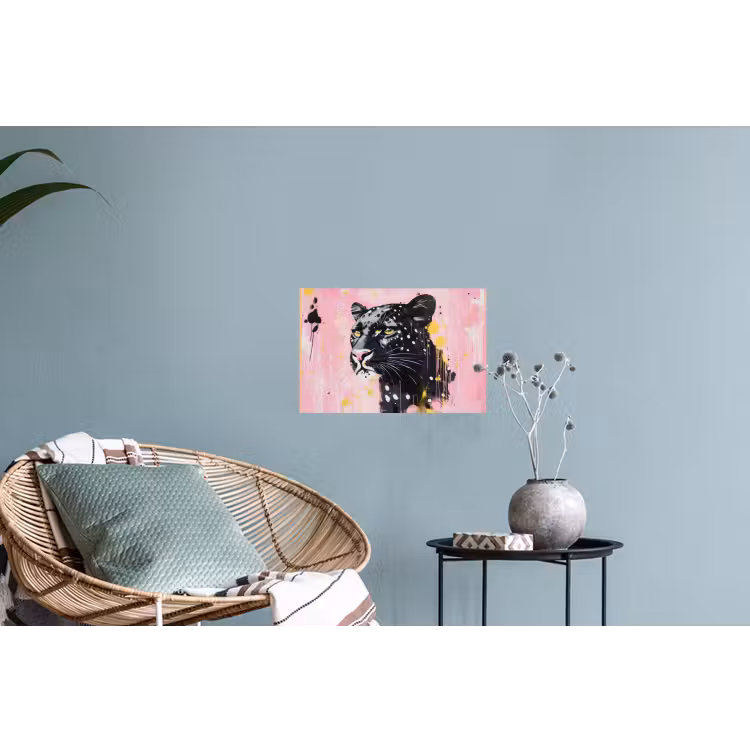 Zwart - Panter - Roze - Abstract Muursticker klein -plant