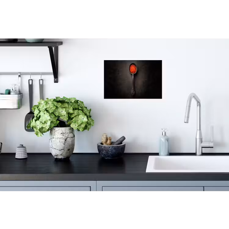 Zwart - Lepel - Caviar Muursticker klein -keuken