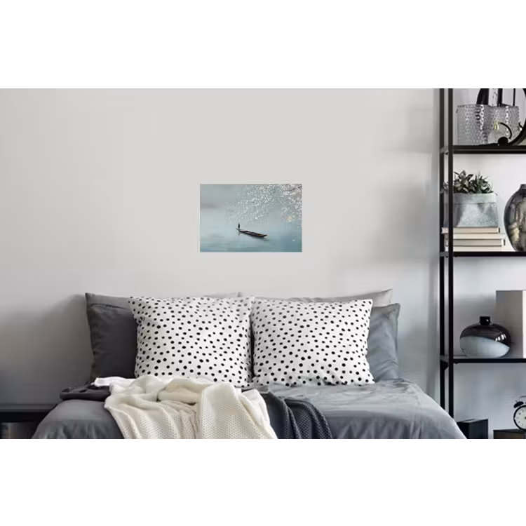Bloesems - Minimalistisch - Wateroppervlak - Boot Muursticker klein -slaapkamer