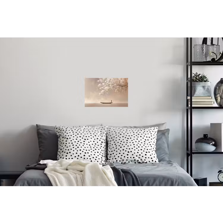 Bloesems - Wit - Boot - Minimalistisch Muursticker klein -slaapkamer