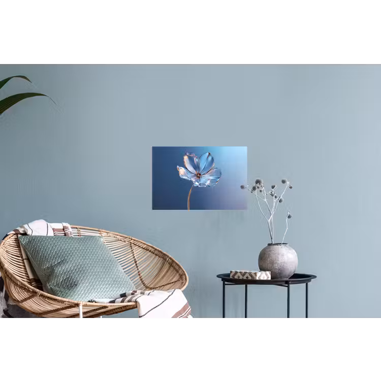 Blauw - Bloem - Glazen - Sierlijk Muursticker klein -plant