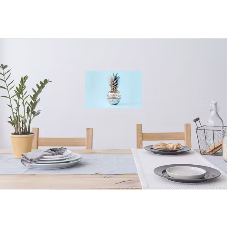 Blauw - Ananas - Disco - Discobal Muursticker klein -eettafel