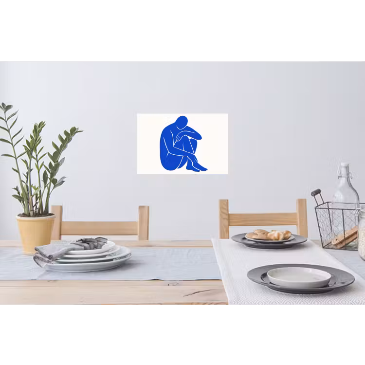Lichaam - Abstract - Blauw Muursticker klein -eettafel