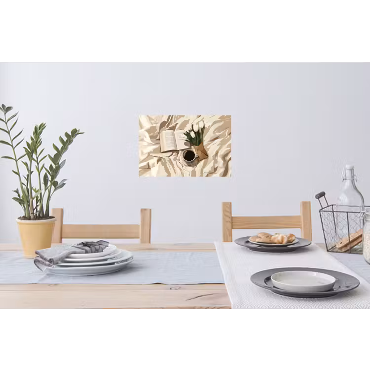 Boek - Illustratie - Tulpen - Koffie Muursticker klein -eettafel