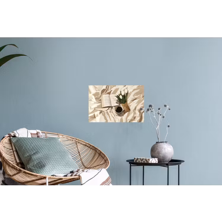 Boek - Illustratie - Tulpen - Koffie Muursticker klein -plant