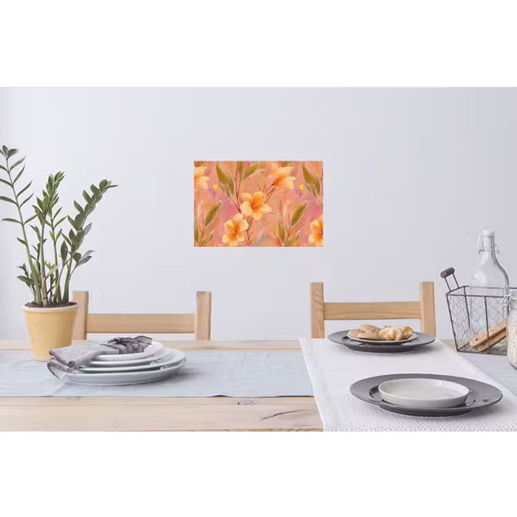 Botanisch - Bloemen - Kleurrijk Muursticker klein 286 -eettafel