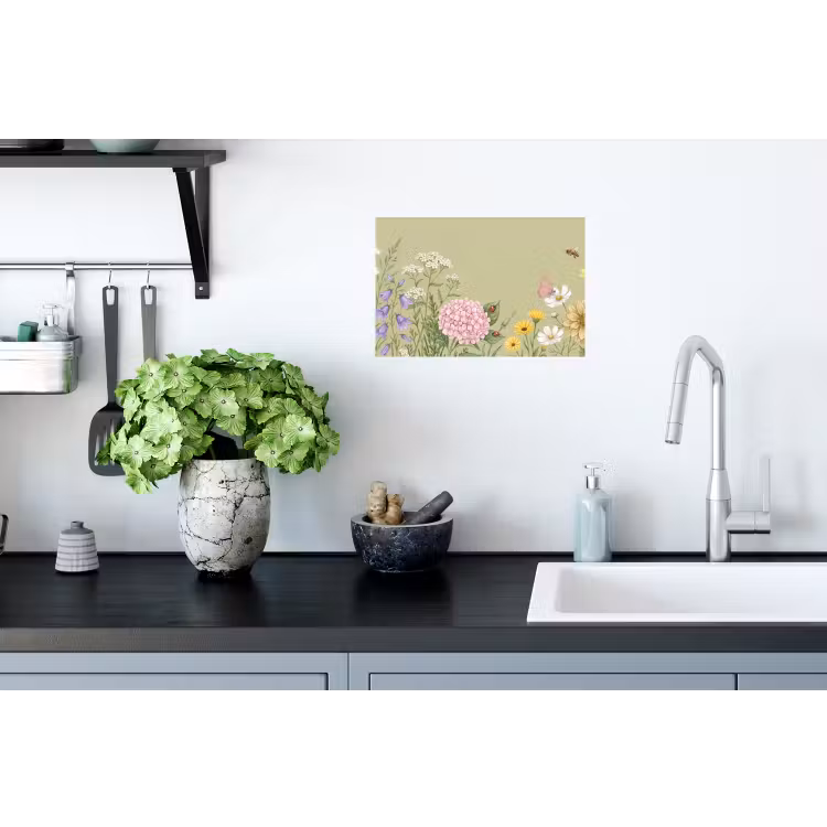 Botanisch - Bloemen - Kleurrijk Muursticker klein -keuken