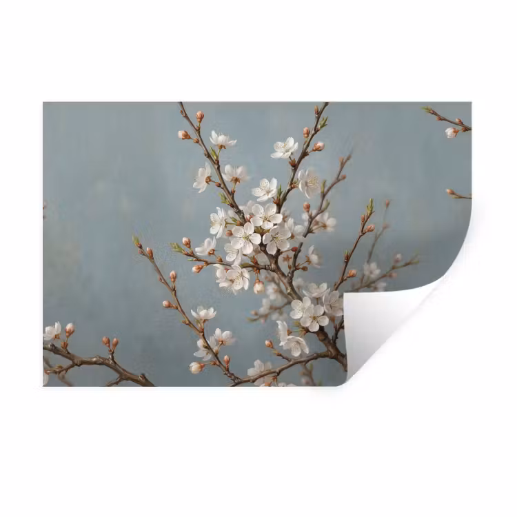 Botanisch - Stilleven - Blauw Muursticker klein -3d