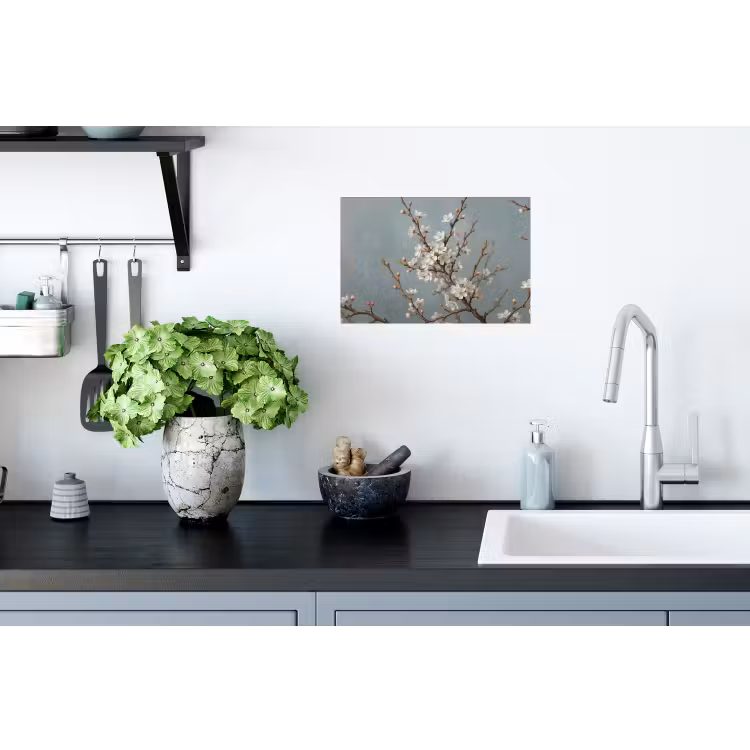 Botanisch - Stilleven - Blauw Muursticker klein -keuken