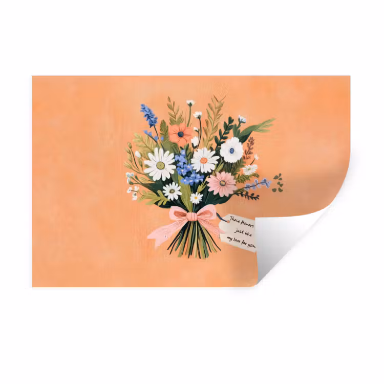 Boeket - Strikje - Quote Muursticker klein -3d