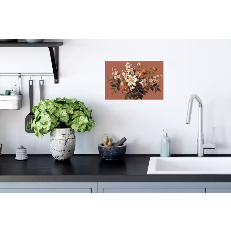 Boeket - Retro - Kleurrijk Muursticker klein -keuken