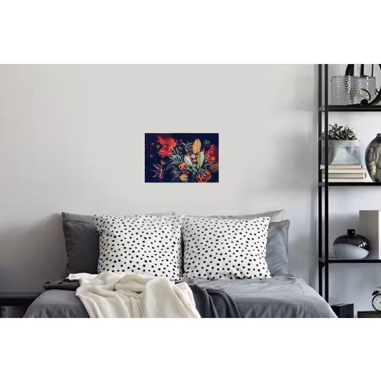 Boeket - Stilleven - Bloemen - Planten - Rood Muursticker klein -slaapkamer