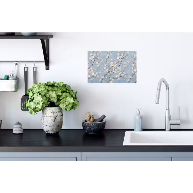 Takken - Kersenbloesem - Blauw Muursticker klein -keuken