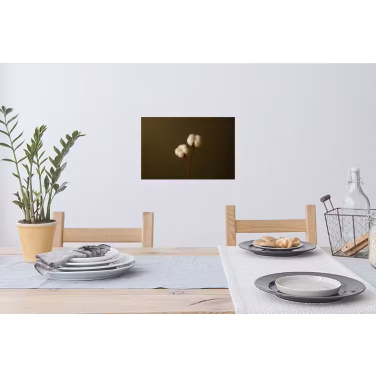 Takken - Katoen - Wit - Bollen Muursticker klein -eettafel