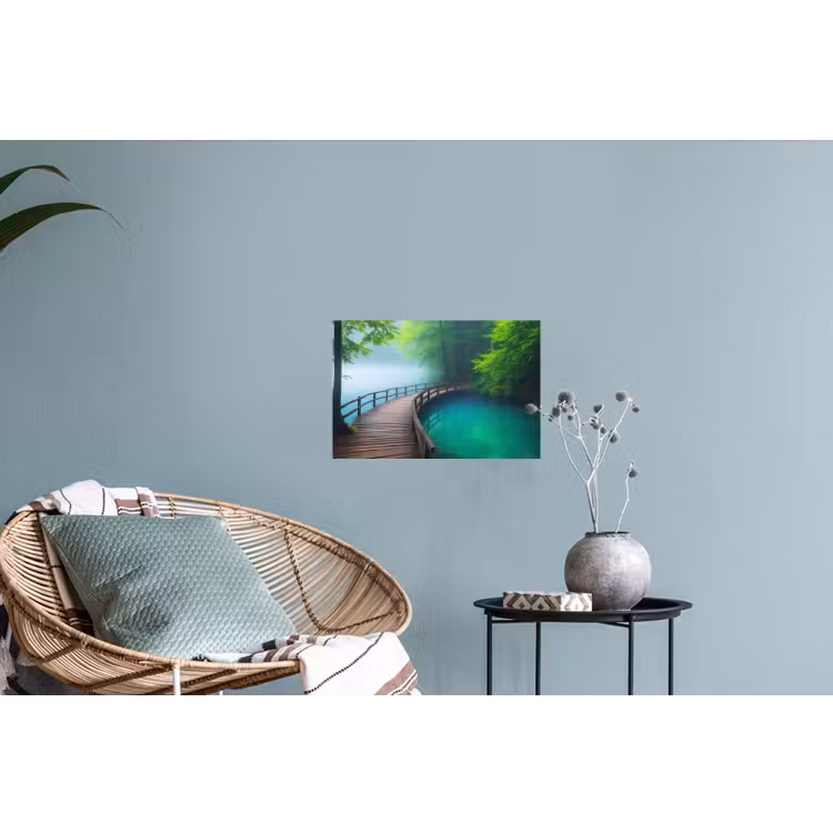 Brug - Water - Rivier - Bos Muursticker klein -plant