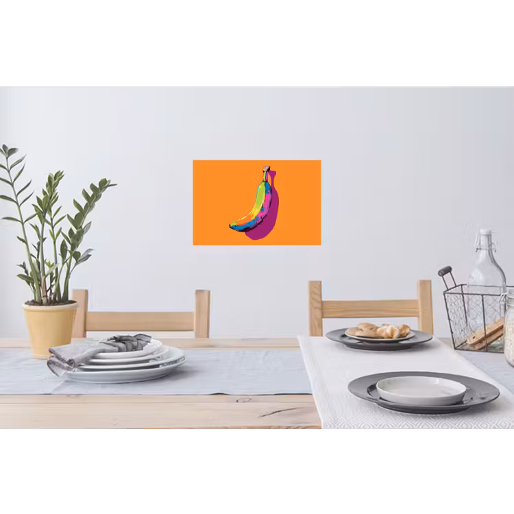 Felle kleuren - Banaan - popart Muursticker klein -eettafel