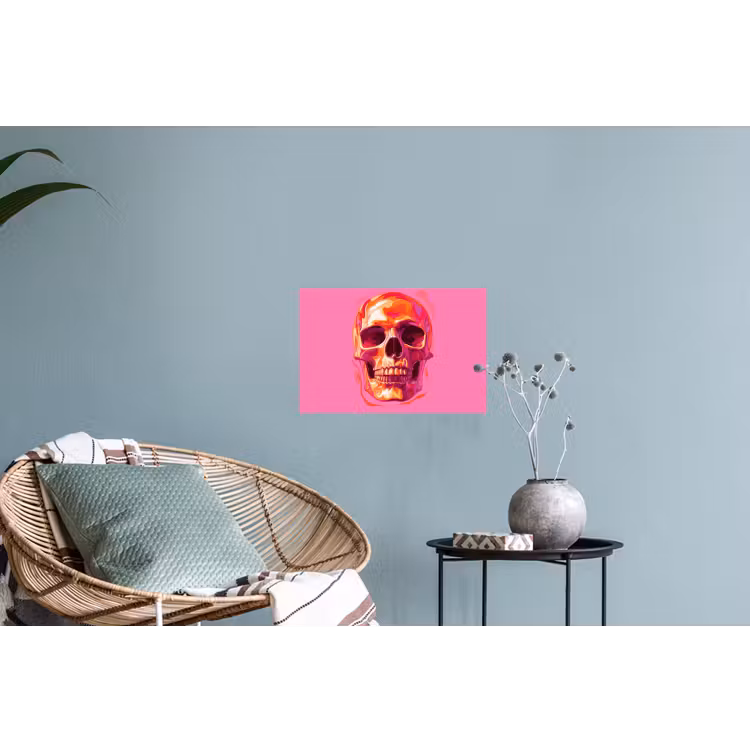 Felroze - Tanden - Schedel Muursticker klein -plant