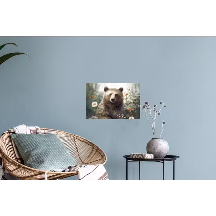Bruine beer - Wilde dieren - Bloemen - Planten Muursticker klein -plant
