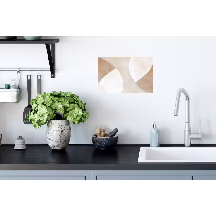 Bruin - Japandi - Abstract Muursticker klein -keuken