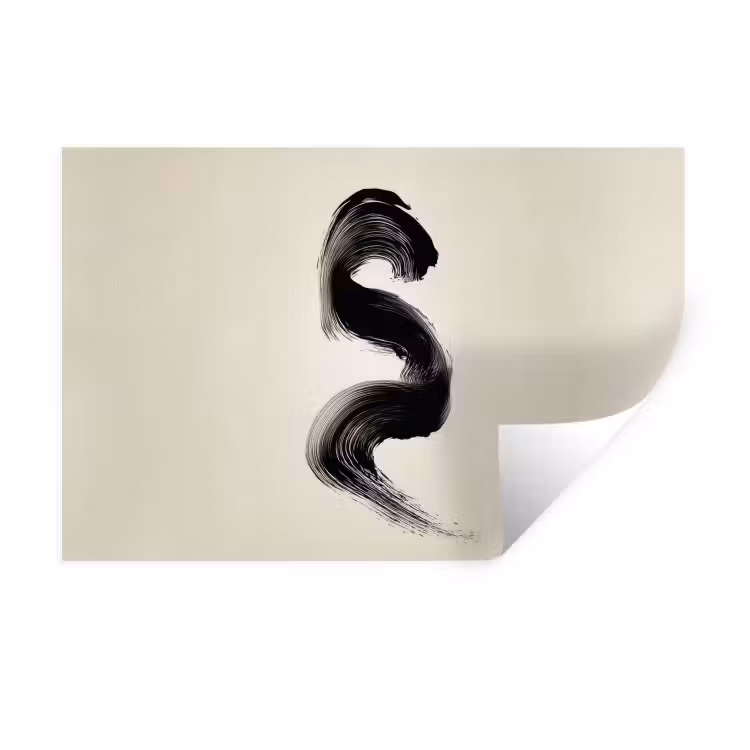 Penseelstreek - Zwart - Minimalistisch Muursticker klein -3d