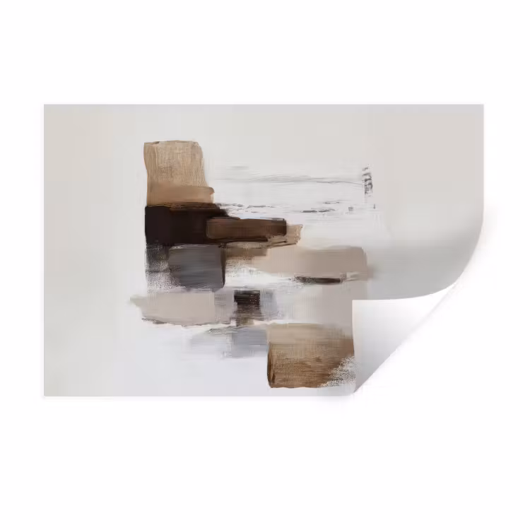 Penseelstreken - Balans - Beige - Bruin Muursticker klein -3d