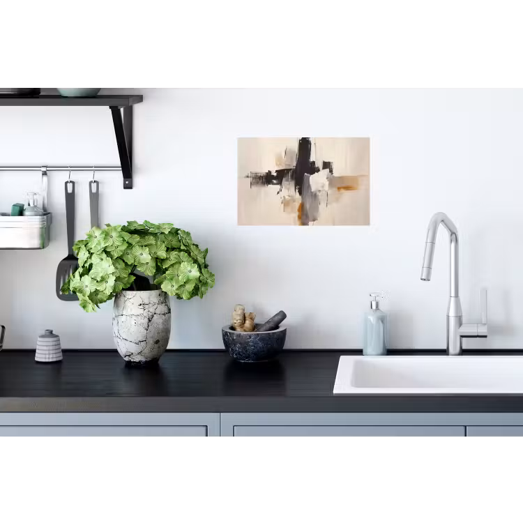 Penseelstreken - Ruw - Abstract - Beige Muursticker klein -keuken