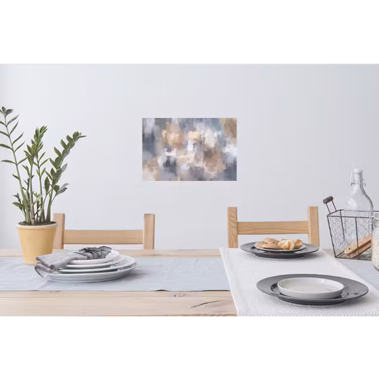 Penseelstreken - Schilderij - Beige Muursticker klein -eettafel