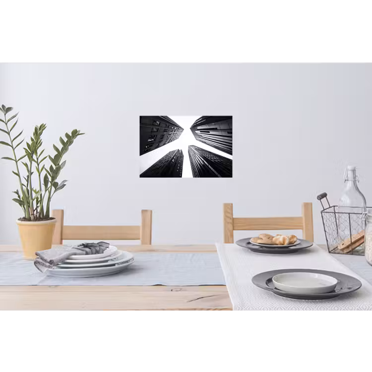 Gebouwen - Lucht - Zwart Muursticker klein -eettafel