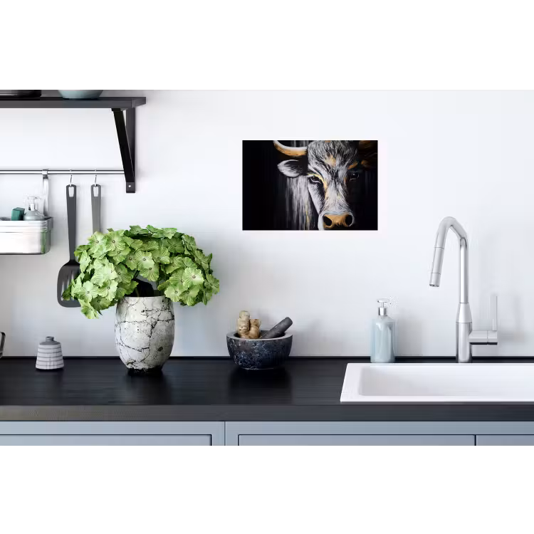 Stier - Hoorns - Snuit - Goud Muursticker klein -keuken