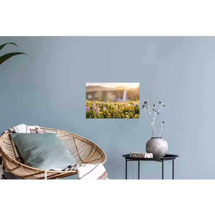 Vlinders - Waterval - Bloemenveld Muursticker klein -plant