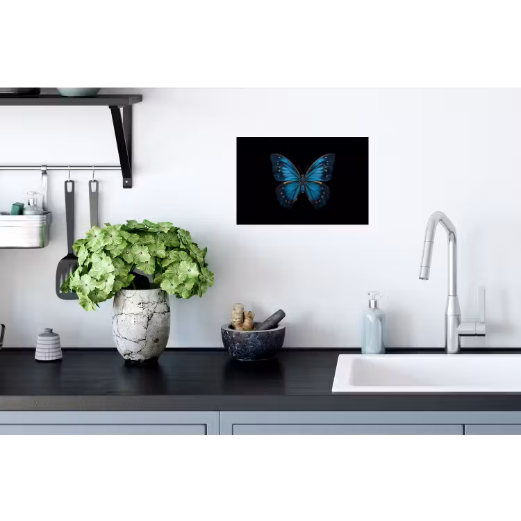 Vlinder - Blauw - Contrast Muursticker klein -keuken